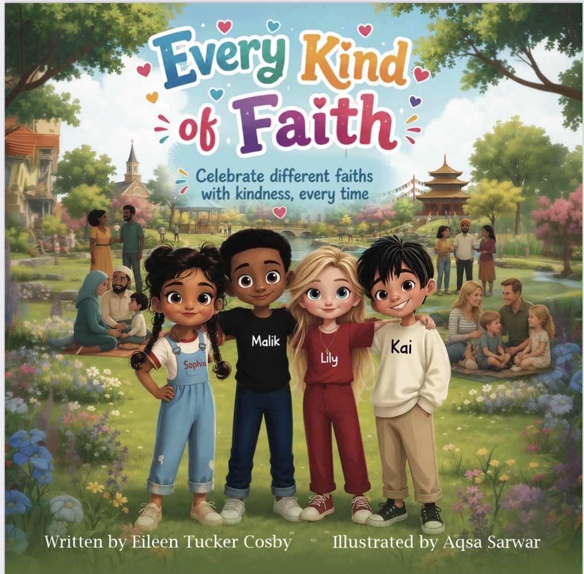 Book cover: four diverse children celebrating faith